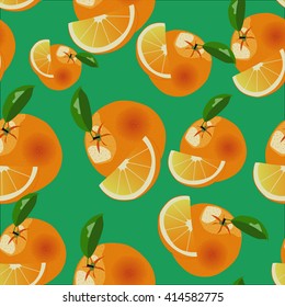 Watercolor seamless pattern of orange fruit with leaves.