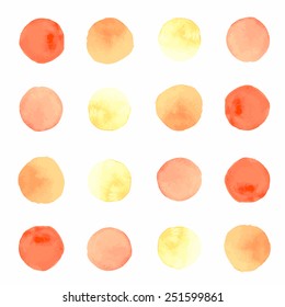 Watercolor seamless pattern orange and yellow polka dots