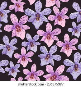 Watercolor seamless pattern with orchid flowers. Bright background for your design and decor.
