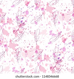 Watercolor seamless pattern with paint splashes in pastel colors. Abstract vector illustration. Creative spotted backdrop