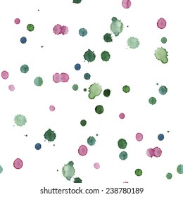 Watercolor seamless pattern, paints splash. Vector illustration.