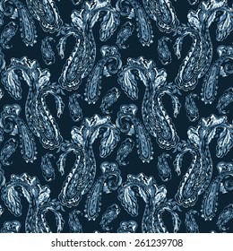 Watercolor seamless pattern with paisley