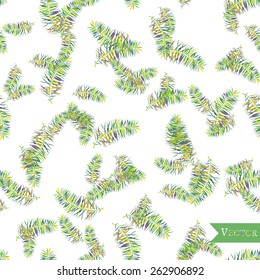 Watercolor seamless pattern with palm leaves.