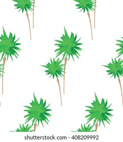 Watercolor Seamless Pattern with Palm on White. Hand Drawn Vector Illustration on White Background. Floral Pattern for Fabric, Paper and Other Printing Projects.