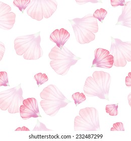 Acuarela Patrón inoxidable con pétalos de flores de Pinc Dibujo de acuarela vectorizado.  