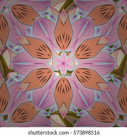 Watercolor Seamless pattern. Pink flower petal. Vectorized watercolor drawing. Radial gradient shape.