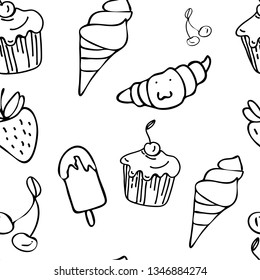 Watercolor seamless pattern plant elements and flowers on white background. Hand drawing illustration