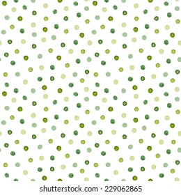 Watercolor seamless pattern.  Polka dots hand drawn. Abstract background with circles. Vector illustration.