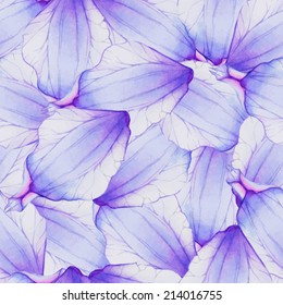 Watercolor Seamless pattern with Purple flower petal  Vectorized watercolor drawing.  