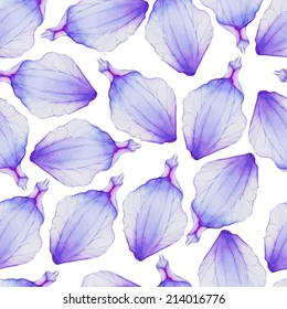 Watercolor Seamless pattern with Purple flower petal  Vectorized watercolor drawing.  