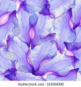 Watercolor Seamless pattern with Purple flower petal . Vectorized watercolor drawing.  