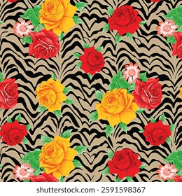 Watercolor seamless pattern with roses 