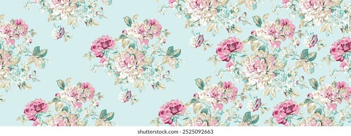 Watercolor seamless pattern roses in bud NA. Beautiful pattern for decoration and design. Trendy print. Exquisite pattern of watercolor sketches of the flower. Vintage.
