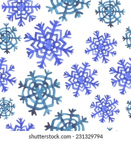 watercolor seamless pattern with snowflake