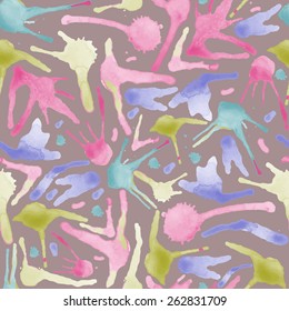 watercolor seamless pattern with splashes of expressive