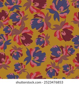 Watercolor seamless pattern with spring floral bouquets. Vintage botanical illustration. Elegant decoration for any kind of a design. Fashion print with colorful abstract flowers. Watercolor texture