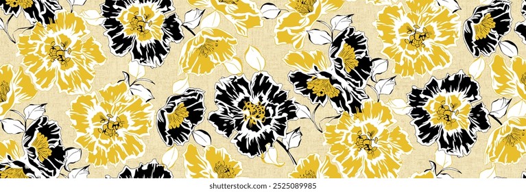 Padrão de aquarela sem costura com buquês floral de primavera. Ilustração botânica vintage. Elegante decoração para qualquer tipo de design. Impressão de moda com flores abstratas coloridas. Textura aquarela.
