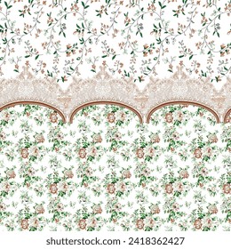 Watercolor seamless pattern with spring flowers, buds and twigs with leaves Vector design 