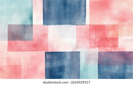 Watercolor seamless pattern with squares. Design element for sale banners, posters, labels, and gift wrapping paper. Pink and blue