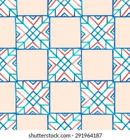 Watercolor seamless pattern with squares vector illustration.