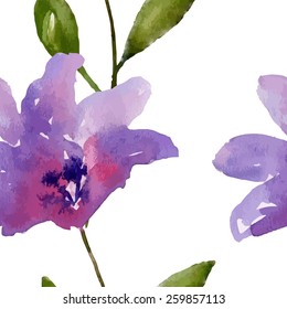 Watercolor seamless pattern with summer flowers.Background for your design and decor.