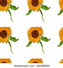 watercolor seamless pattern sunflower vector 