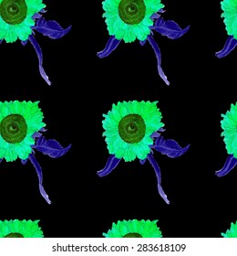 watercolor seamless pattern sunflower vector 