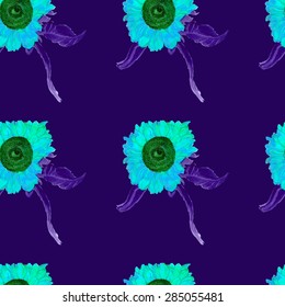watercolor seamless pattern sunflower vector 
