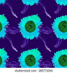 watercolor seamless pattern sunflower vector 