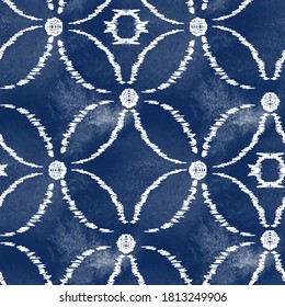Watercolor seamless pattern in traditional indigo and white shades. Ethnic vector wallpaper and backgrounds. japanese  cloisonne fabric art meaning treasure and family harmony. Talisman for good luck