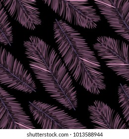 Watercolor seamless pattern with tropical leaves: palms, monstera, passion fruit. Beautiful allover print with hand drawn exotic plants. Swimwear botanical design. Vector.
