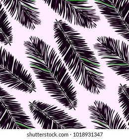 Watercolor seamless pattern with tropical leaves: palms, monstera, passion fruit. Beautiful allover print with hand drawn exotic plants. Swimwear botanical design. Vector.
