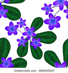 Watercolor seamless pattern with tropical leaves and flowers. Beautiful allover print with hand drawn exotic plants. Swimwear botanical design. Vector. Vintage exotic print.	