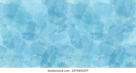 Watercolor seamless pattern. Vector cloud sky print. Blue transparent brush stains texture.	