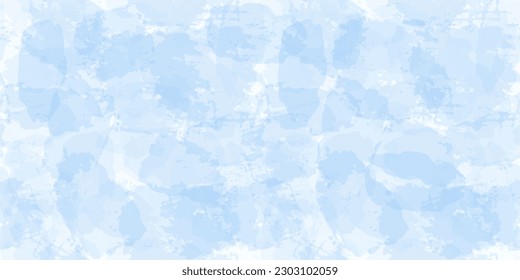 Watercolor seamless pattern. Vector tie dye print. Blue transparent brush stains texture. 