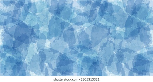 Watercolor seamless pattern. Vector tie dye print. Blue transparent brush stains texture. 
