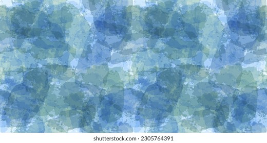 Patrón transparente de acuarela. Impresión de tintes vectoriales. La textura de cepillo transparente azul mancha la textura. 