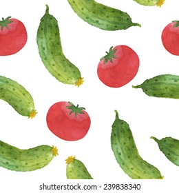 Watercolor seamless pattern with vegetables