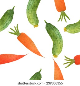 Watercolor seamless pattern with vegetables