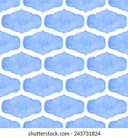 Watercolor seamless pattern with victorian frames on the white background, aquarelle.  Vector illustration. Hand-drawn decorative element useful for invitations, scrapbooking, design.