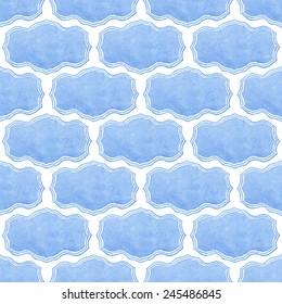 Watercolor seamless pattern with victorian frames on the white background, aquarelle. Vector illustration. Hand-drawn decorative element useful for invitations, scrapbooking, design.