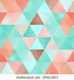 watercolor seamless pattern with vintage triangle