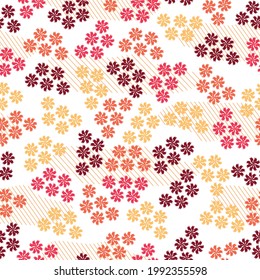 Watercolor seamless pattern with wildflowers. Seamless botanical pattern with garden and wild flowers. Vector illustration. Floral background.