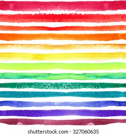 Watercolor Seamless Pattern,background.Rainbow Color Strips,Texture Line Border.Hand Drawing Artistic Paint Art. Bright Design Template.Vector Summer Decor Elements.For Fabric,wrap Ornament