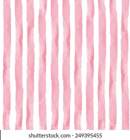 Watercolor seamless pattern,pink vertical strips,brush.Cute vintage Hand drawing painting background,texture.Wedding,easter,fashion,mother day cute backdrop,web page.Fabric,Wallpaper.Vector decoration