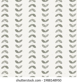 A watercolor seamless repeat pattern, designed with little painted leaves on white background. Vector illustration perfect for wallpaper, fabric, backgrounds, tea packaging and more.