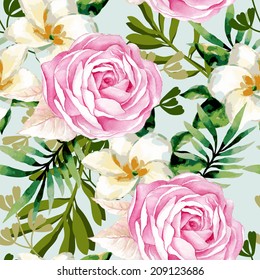 Watercolor Seamless Roses Pattern