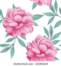Watercolor seamless roses pattern