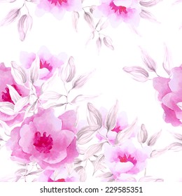 Watercolor seamless roses pattern