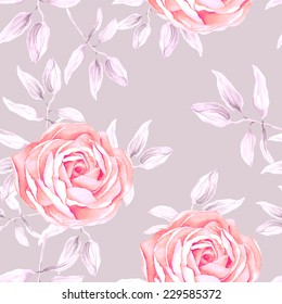 Watercolor seamless roses pattern